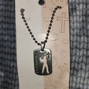Core Values" sports dog tag necklace for a baseball player